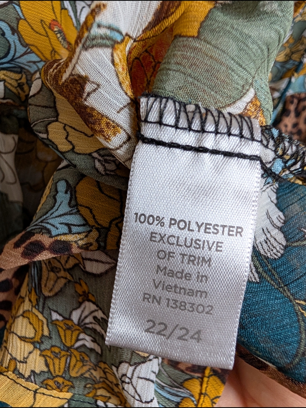 Avenue Mixed Print Peasant Blouse with Attached Tank - 22/24 - Picture 10 of 11